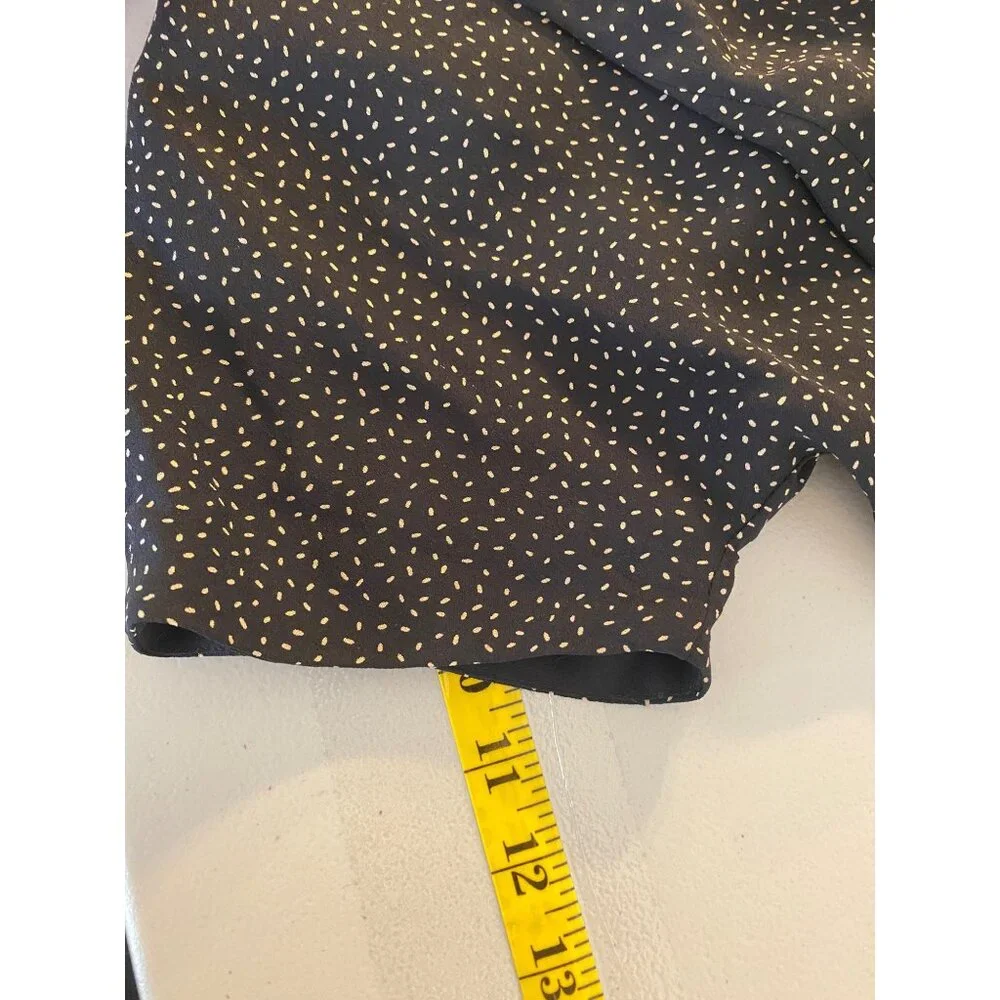 Dana Buchman Midi Dress Black White Dots Short Sleeve Collared Buttons up Silk - Picture 10 of 10